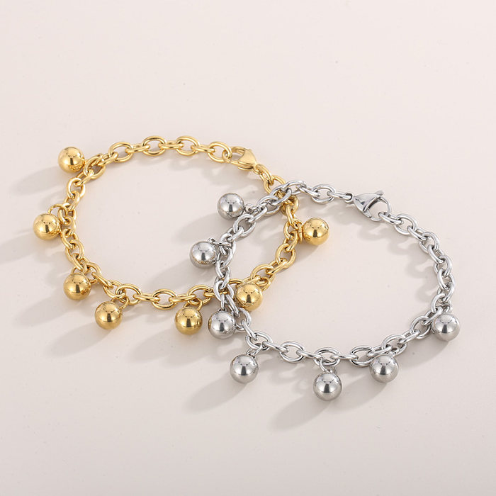 Simple Style Round Solid Color Stainless Steel Plating 18K Gold Plated Bracelets