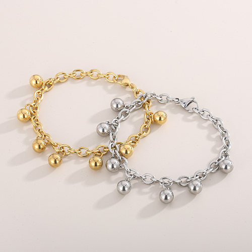 Simple Style Round Solid Color Stainless Steel Plating 18K Gold Plated Bracelets