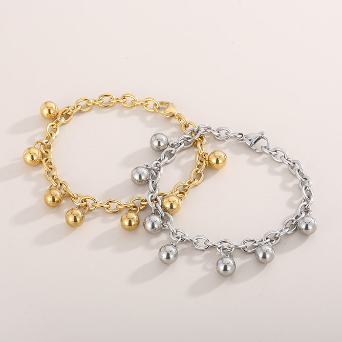 Bracelets plaqués or 18 carats en acier inoxydable de couleur unie ronde de style simple
