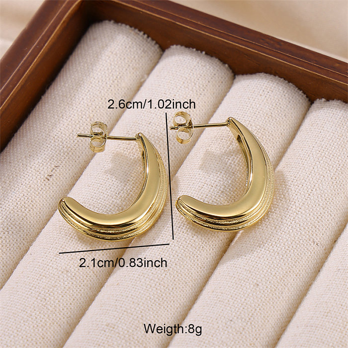 1 Piece Simple Style Classic Style Moon Plating Stainless Steel  18K Gold Plated Ear Studs