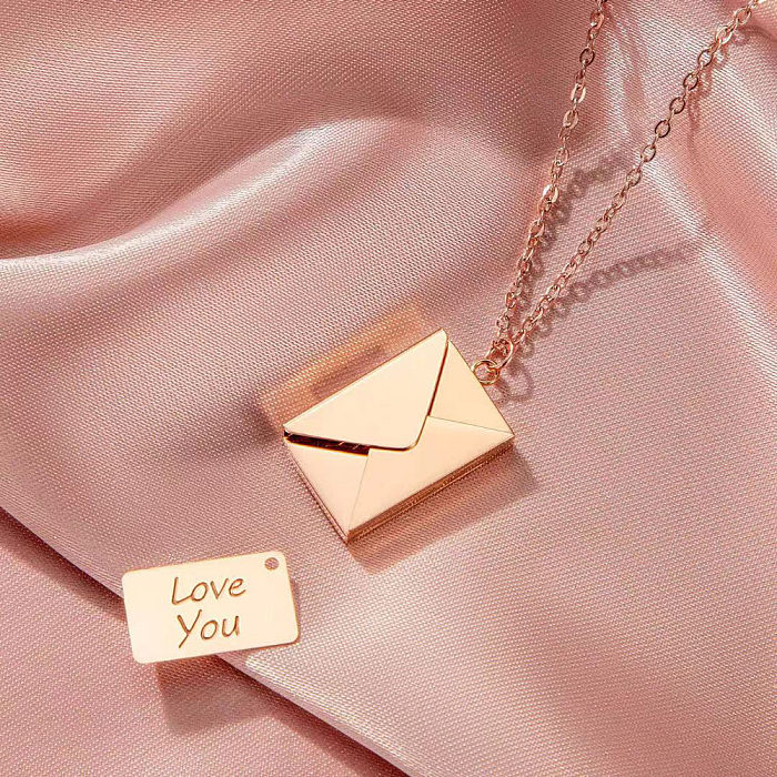 IG Style Envelope Stainless Steel  Plating 18K Gold Plated Pendant Necklace