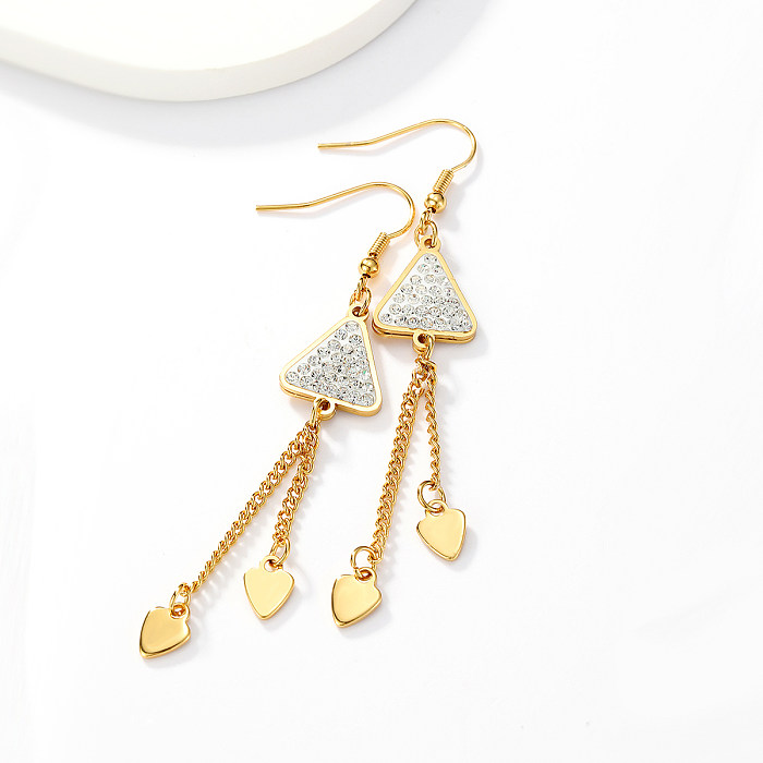 Boucles d'oreilles rétro Triangle Cactus papillon, 1 paire, placage en acier inoxydable, incrustation de Zircon