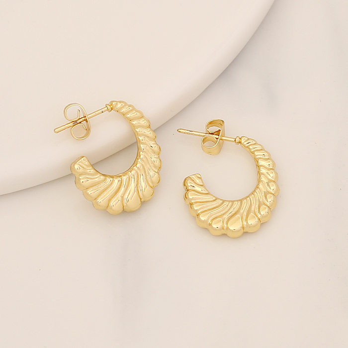 Fashion Round Stainless Steel  Plating Earrings 1 Pair
