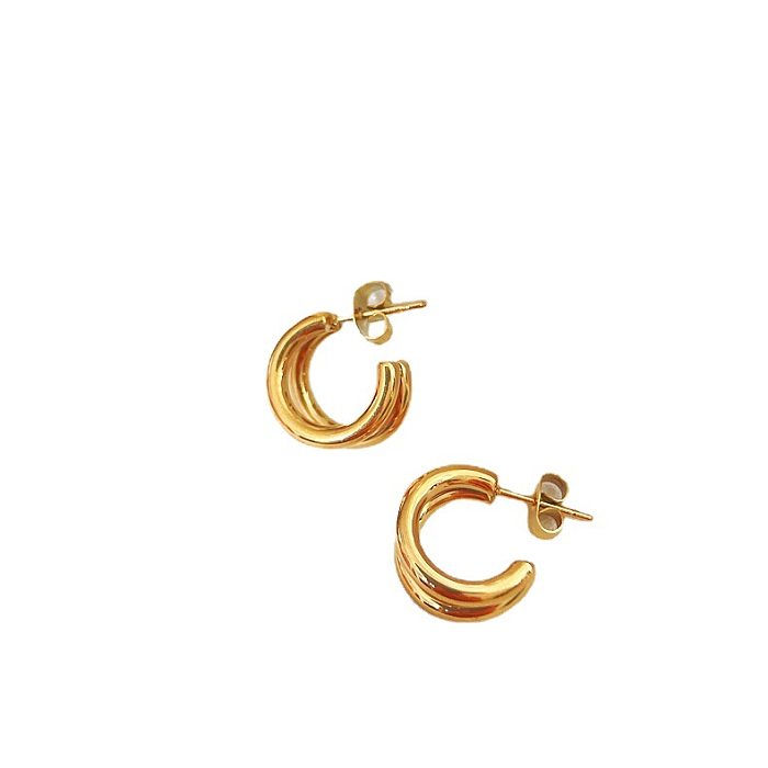 1 Paar modische Ohrringe in C-Form mit Edelstahlbeschichtung