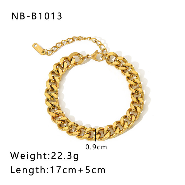 Hip-hop punk estilo clássico cor sólida aço inoxidável feito à mão pulseiras grossas banhadas a ouro 18K