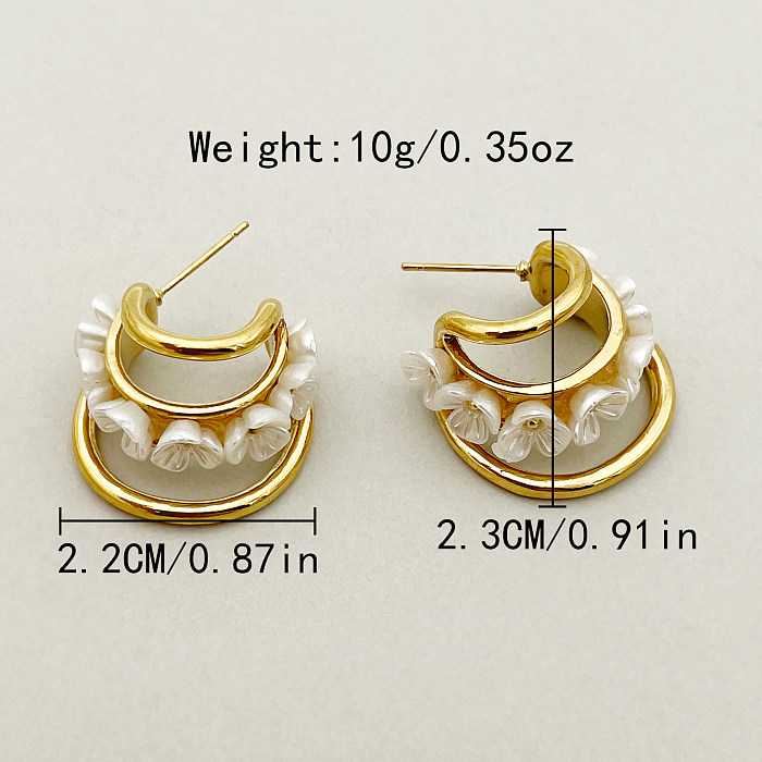 1 Pair Romantic Roman Style Flower Plating Stainless Steel  Gold Plated Earrings