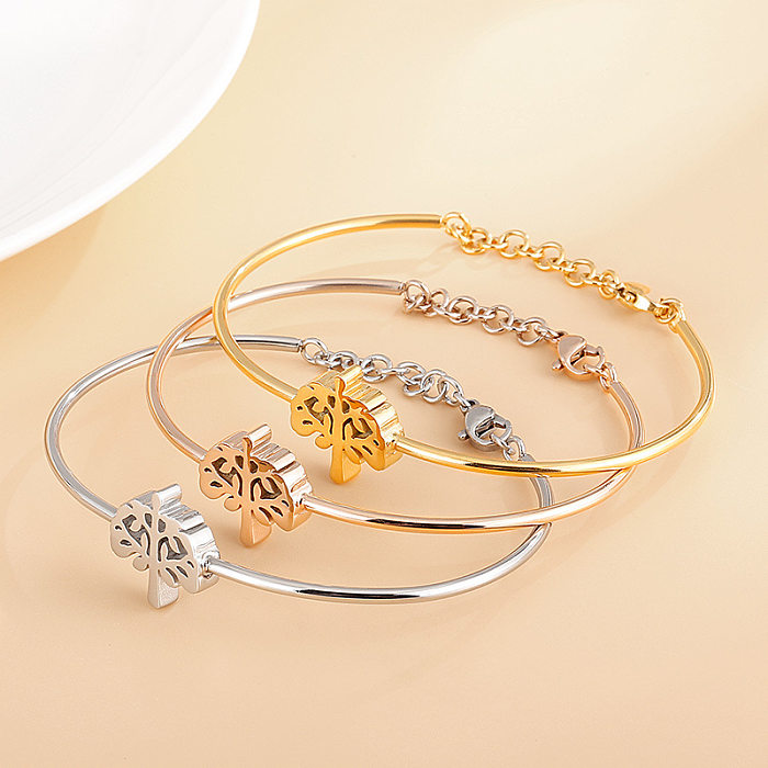 Korean Fashion Hollow Tree Stainless Steel Bracelet Wholesale jewelry