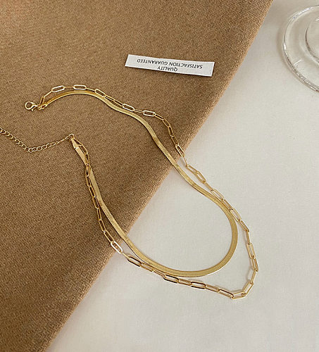 Collier simple en chaîne en os de serpent, Double couche, vente en gros de bijoux