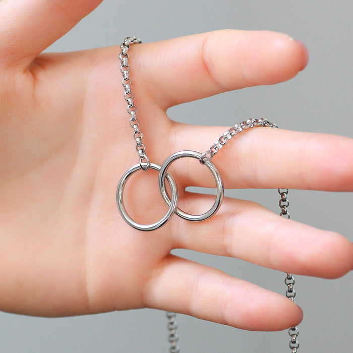 Simple Style Double Ring Stainless Steel  Plating Necklace