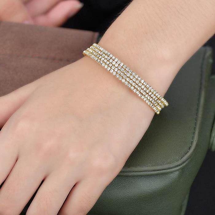 Womens Geometric Temperament Rhinestone Stainless Steel Bracelets &amp; Bangles NHHF121495