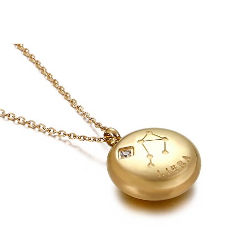 Korean Style Fashion New Twelve Constellation Golden Stainless Steel  Guardian Necklace For Girlfriend Girlfriends' Gift Can Be Sent On Behalf