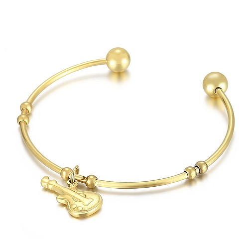 Bracelet en acier inoxydable pour violon ouvert, vente en gros de bijoux pour dames