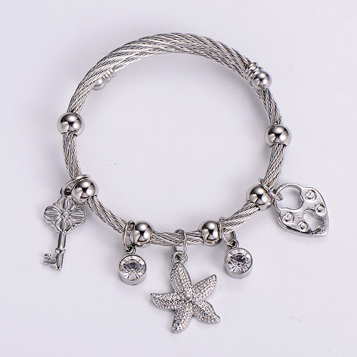 Bracelets en acier inoxydable de diamant artificiel de placage de bracelet d'acier inoxydable d'étoile de mer de mode