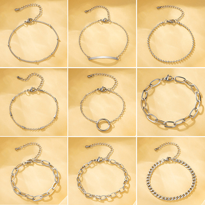 Bracelets plaqués or 18K de placage d'acier inoxydable de couleur unie de style simple