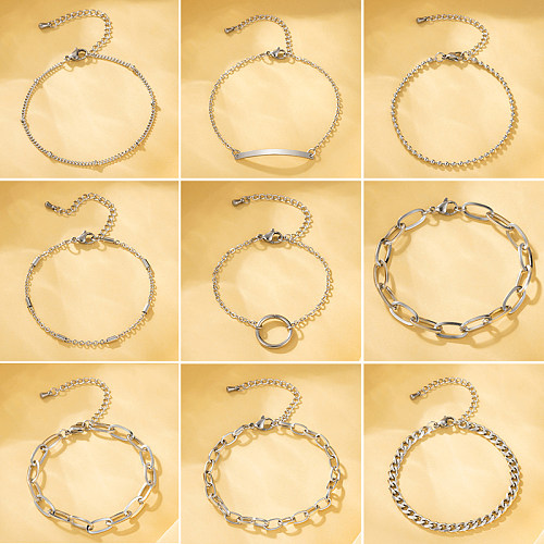 Bracelets plaqués or 18K de placage d'acier inoxydable de couleur unie de style simple