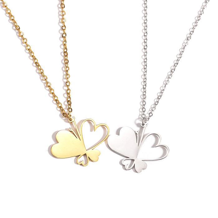 Simple Style Butterfly Stainless Steel  Plating 18K Gold Plated Pendant Necklace