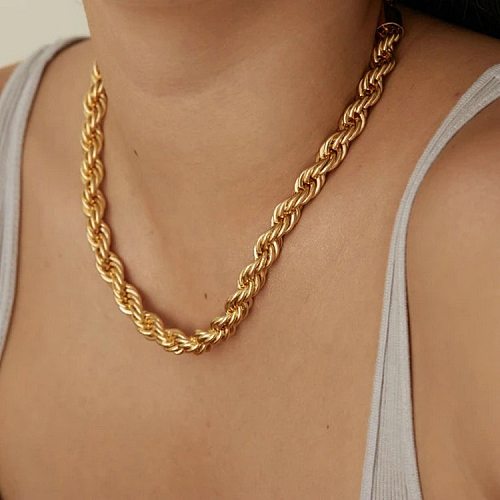 Simple Style Twist Stainless Steel  Necklace Plating Stainless Steel  Necklaces