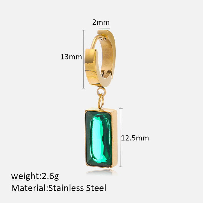 1 Pair Modern Style Square Oval Stainless Steel  Plating Inlay Zircon 18K Gold Plated Drop Earrings