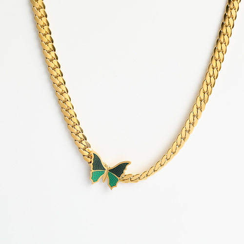 Elegante süße Schmetterlings-Halskette mit Edelstahlbeschichtung und 18-Karat-Vergoldung