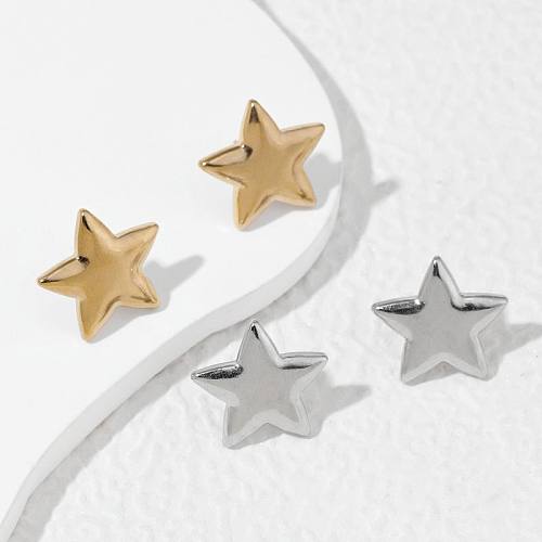 1 Pair IG Style Artistic Star Plating Stainless Steel  18K Gold Plated Ear Studs