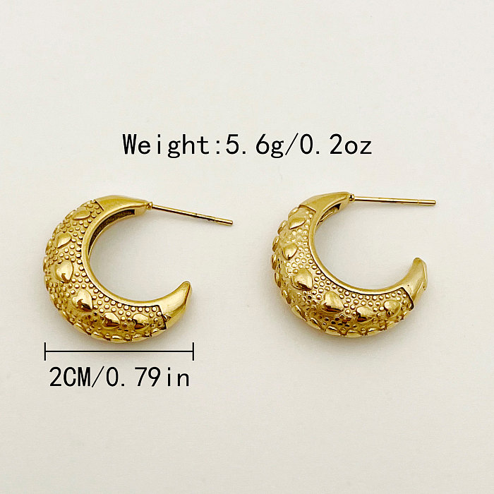 1 Pair Retro Roman Style C Shape Heart Shape Plating Stainless Steel  Gold Plated Ear Studs