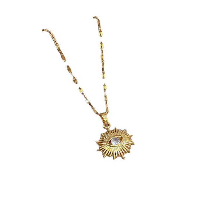 Modische Teufelsauge-Halskette aus Edelstahl mit vergoldetem Zirkon