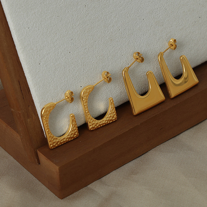 1 Paar Retro-Ohrringe aus Edelstahl mit geometrischer Beschichtung und 18 Karat vergoldet