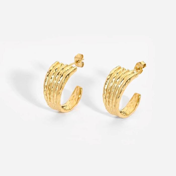 1 Pair Casual Simple Style Classic Style C Shape Plating Stainless Steel  14K Gold Plated Earrings