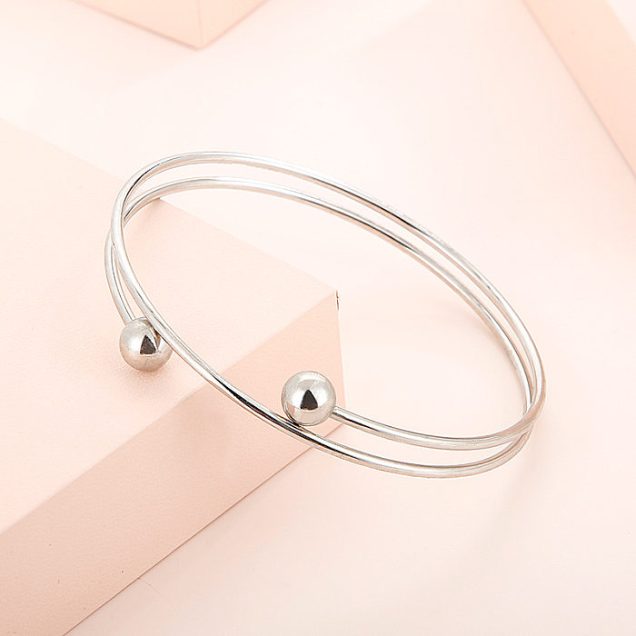 Korean Fashion Simple Stainless Steel Open Bracelet Female Heart Pendant Bracelet