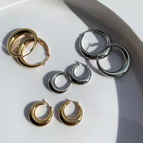 1 Pair Simple Style Classic Style Round Solid Color Stainless Steel  Earrings
