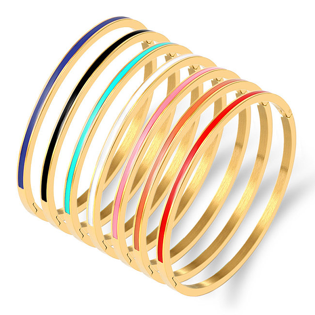 Streetwear Solid Color Stainless Steel Bangle In Bulk