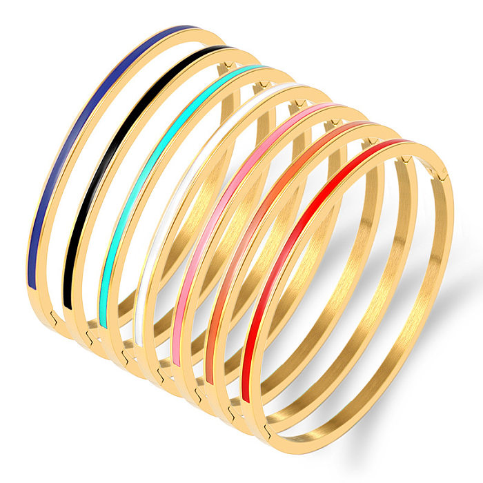 Streetwear Solid Color Stainless Steel Bangle In Bulk