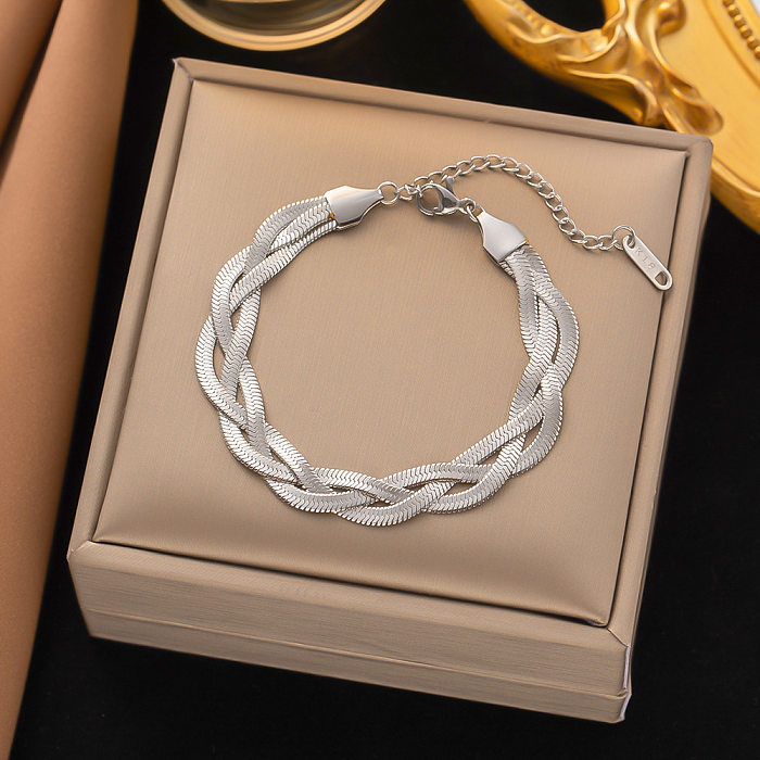 Streetwear Solid Color Stainless Steel Plating Layered Necklaces