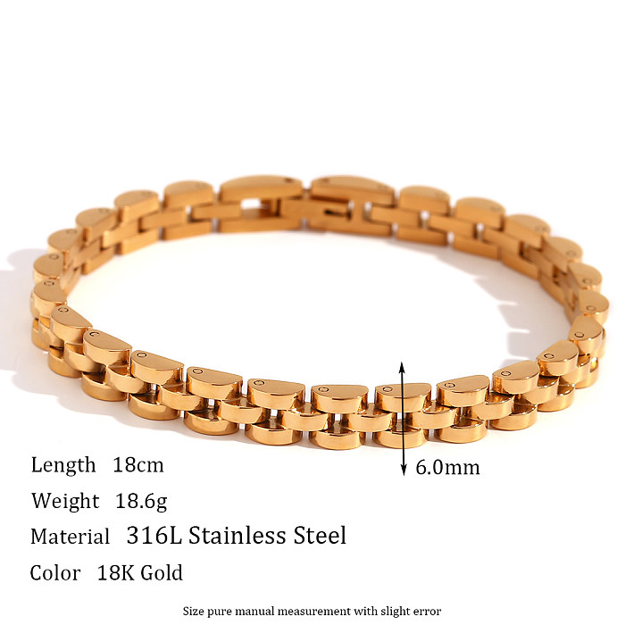 Basic Simple Style Classic Style Solid Color Stainless Steel 18K Gold Plated Bracelets In Bulk