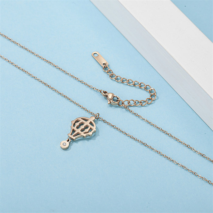 Casual Simple Style Classic Style Parachute Stainless Steel  Plating Hollow Out Inlay Diamond Rose Gold Plated Pendant Necklace