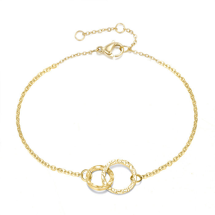 Bracelet rond Simple en acier inoxydable plaqué or, nouveaux accessoires, mode coréenne, creux, vente en gros de bijoux