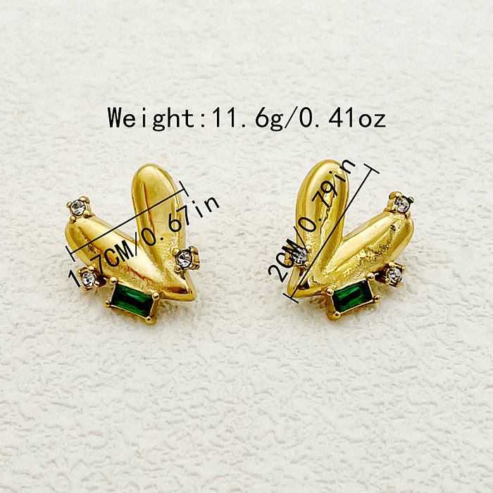 1 Pair Elegant Vintage Style Heart Shape Plating Inlay Stainless Steel  Zircon Gold Plated Ear Studs