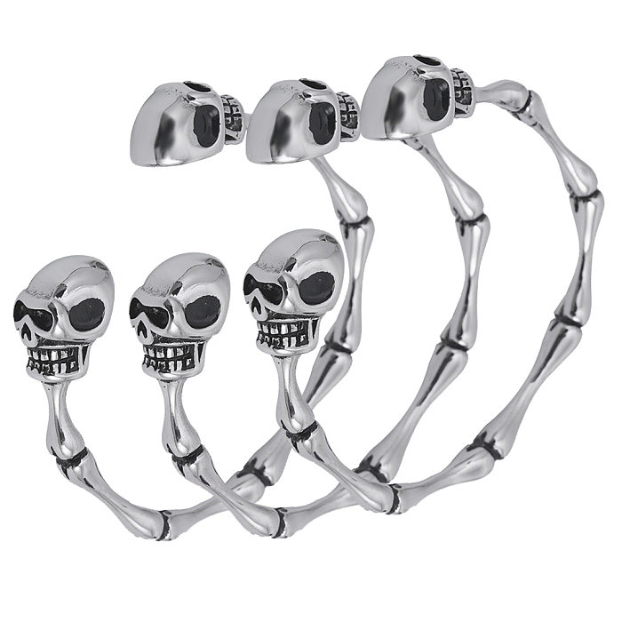 Exaggerated Cool Style Skull Stainless Steel Polishing Bangle
