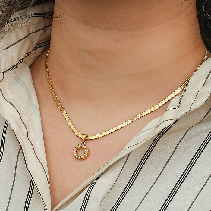 Lady Letter Edelstahl-Halskette mit künstlichen Perlen, Edelstahl-Halsketten