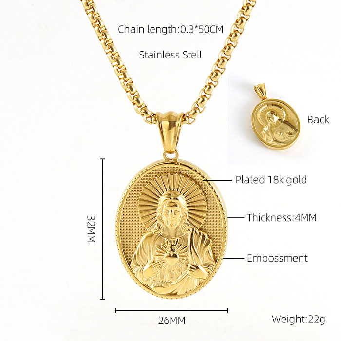 Wholesale 1 Piece Artistic Faith Stainless Steel  18K Gold Plated Pendant Necklace