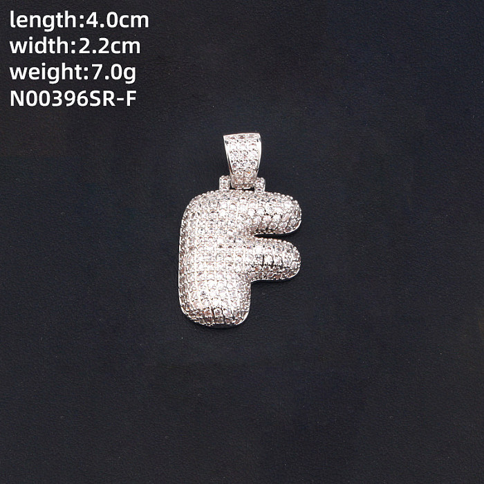 Collier à breloques en Zircon avec incrustation de cuivre et lettres carrées de Style Cool Hip-Hop