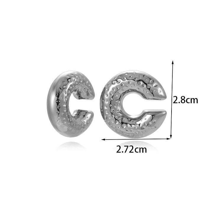 1 paire de manchettes d'oreilles en acier inoxydable plaqué or 18 carats, Style Simple, forme C, couleur unie