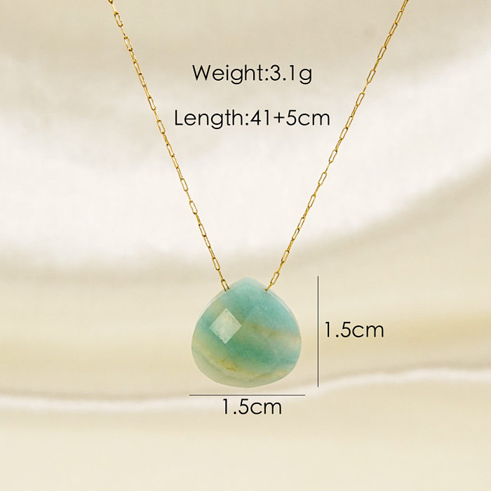 Classic Style Water Droplets Stainless Steel  Natural Stone Plating Pendant Necklace