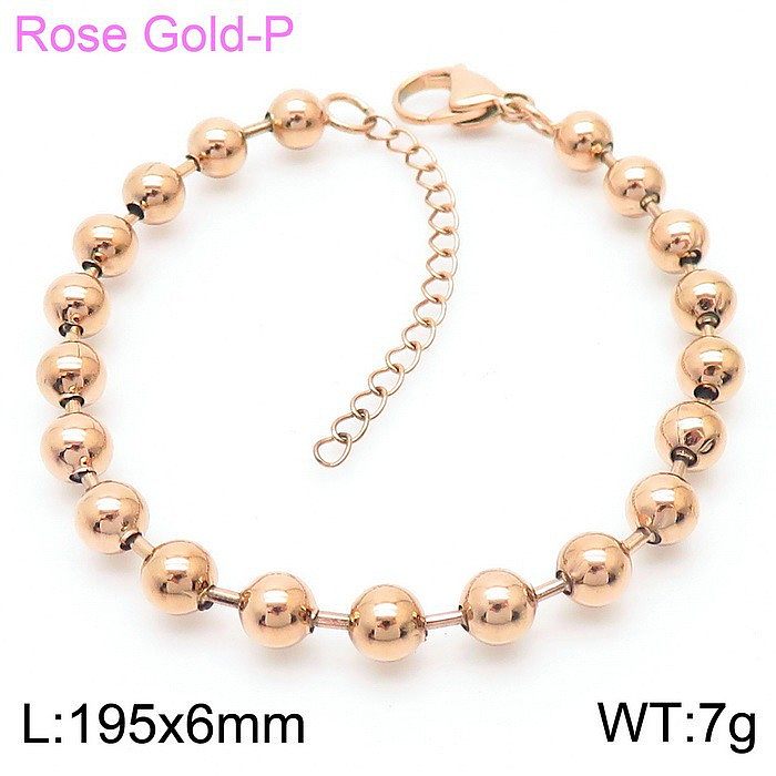New Simple Hollow Round Bead Stainless Steel Bracelet Wholesale