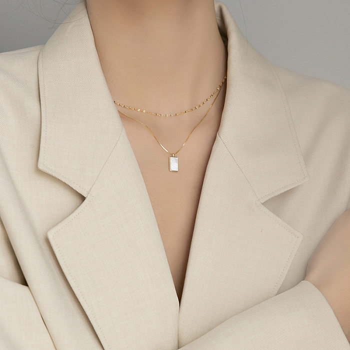 Simple Style Square Stainless Steel Plating Gold Plated Layered Necklaces