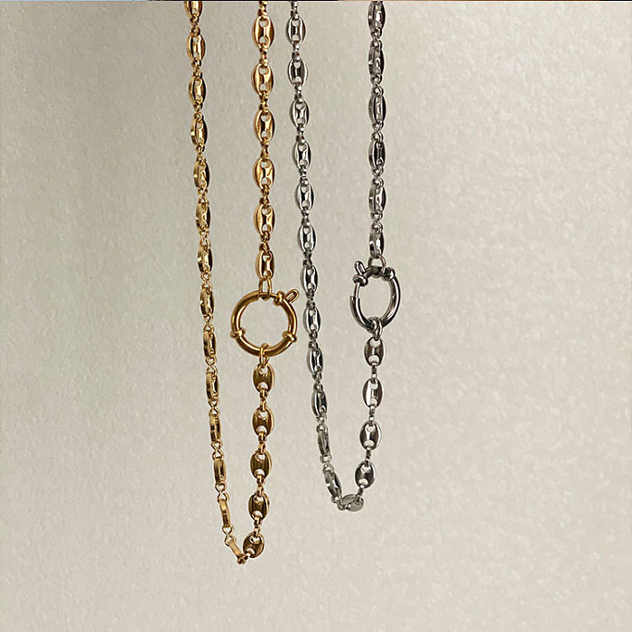 Collier chaîne en acier inoxydable de couleur unie géométrique de style vintage