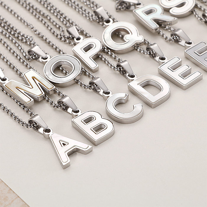 Collier avec lettres anglaises, coquille de tempérament Simple, chaîne de clavicule en acier inoxydable, vente en gros