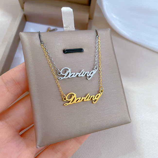 Vintage Style Classic Style Letter Stainless Steel Gold Plated Pendant Necklace