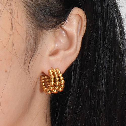 1 paire de boucles d'oreilles en acier inoxydable plaqué or 14 carats, style moderne, décontracté, style classique, forme C