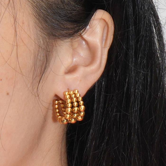 1 Paar lässige moderne Ohrringe im klassischen Stil mit C-Form-Beschichtung aus Edelstahl mit 14-Karat-Vergoldung